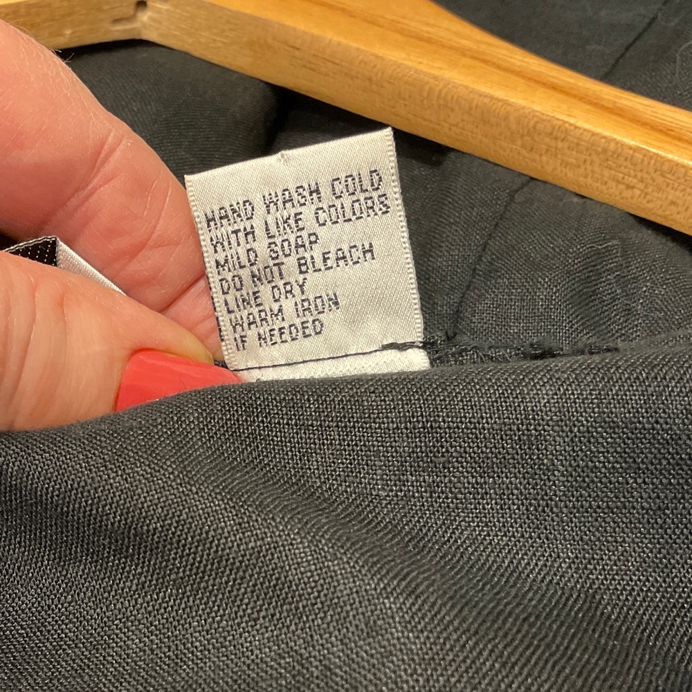 Richard Malcom Irish Linen Black Embellished Top 100% Linen Size 2X - Picture 7 of 11